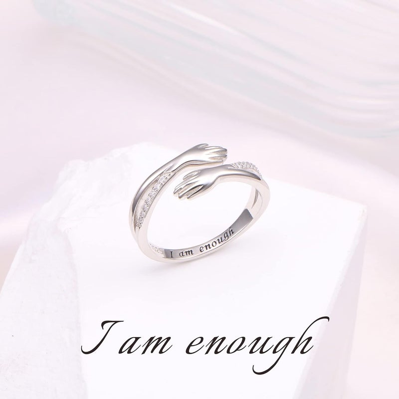 Yearace Hug Ring, S925 Sterling Silver Hug Rings for Women Girl, Hugging Hand Open Promise Ring, Mothers Day Valentine's Day Birthday Gifts - Image 4